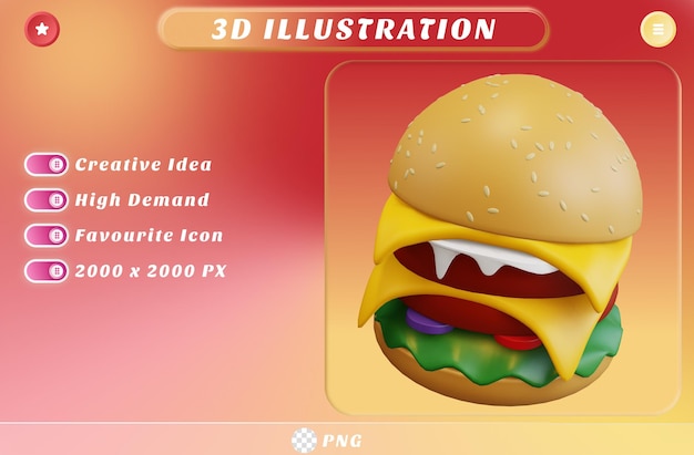 PSD hamburguesa doble de ternera 3d