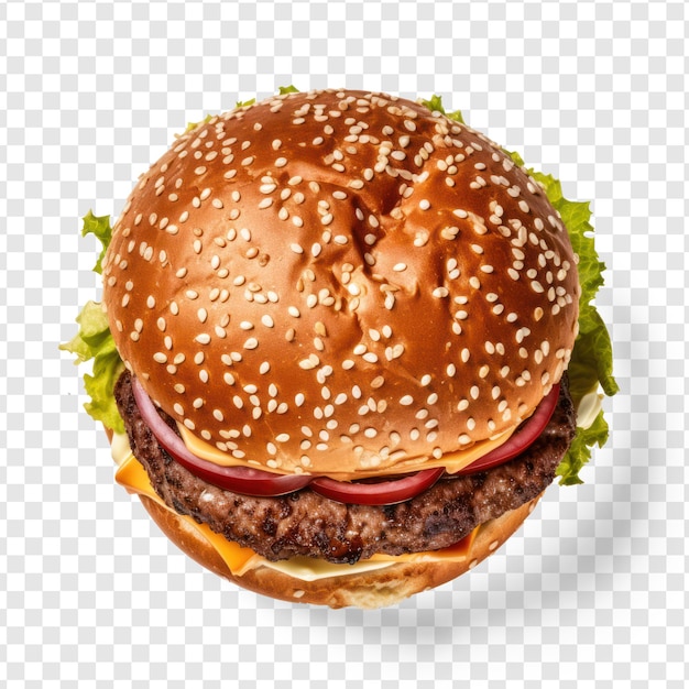 Hamburguesa en el fondo de transparencia psd