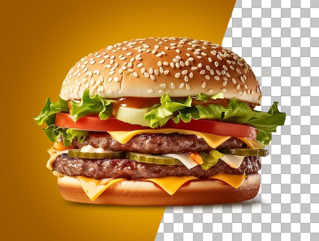Una hamburguesa con fondo transparente.