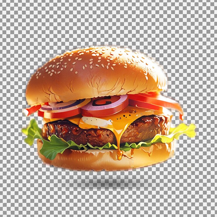 Una hamburguesa con una hamburguesa en ella y una imagen de una hamburger en ella