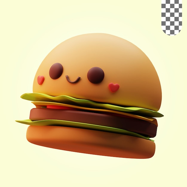 Hamburguesa de icono de ilustración 3d