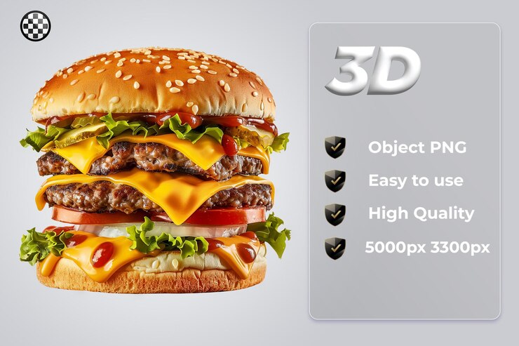 PSD hamburguesa jugosa con ingredientes y sabor frescos