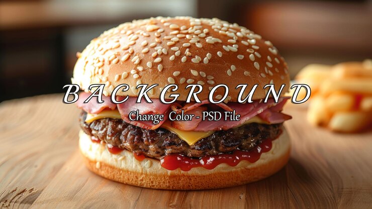 PSD hamburguesa jugosa con tocino y queso