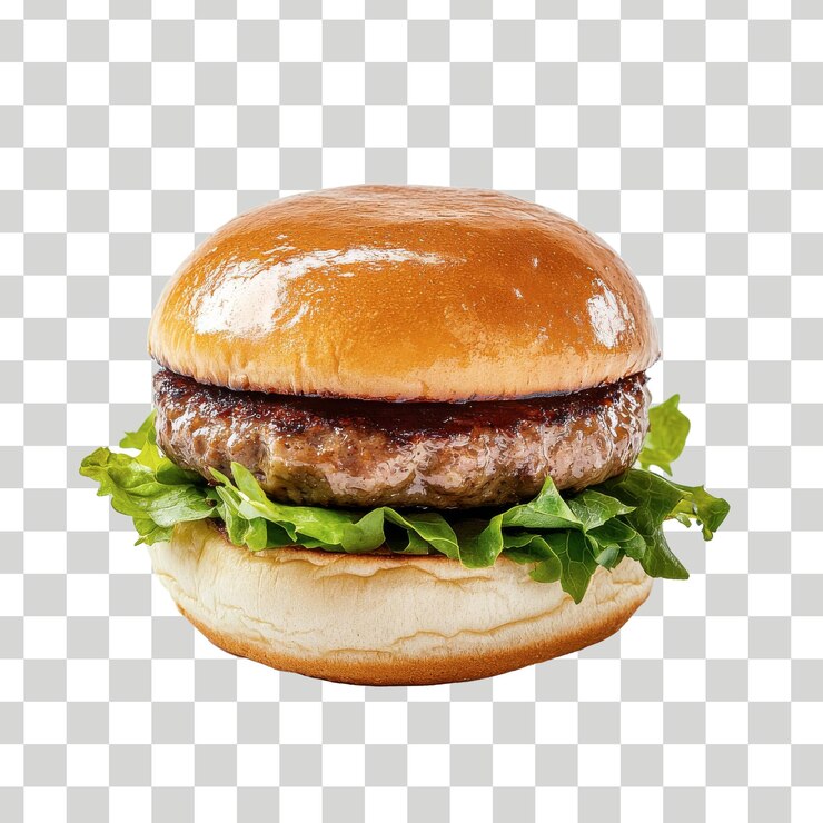 una hamburguesa con lechuga y lechuga en un fondo a cuadros