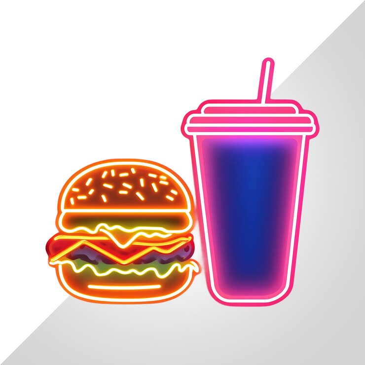 PSD hamburguesa de neón y soda combo