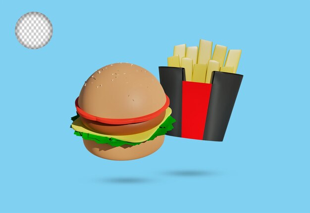 Hamburguesa y papas fritas