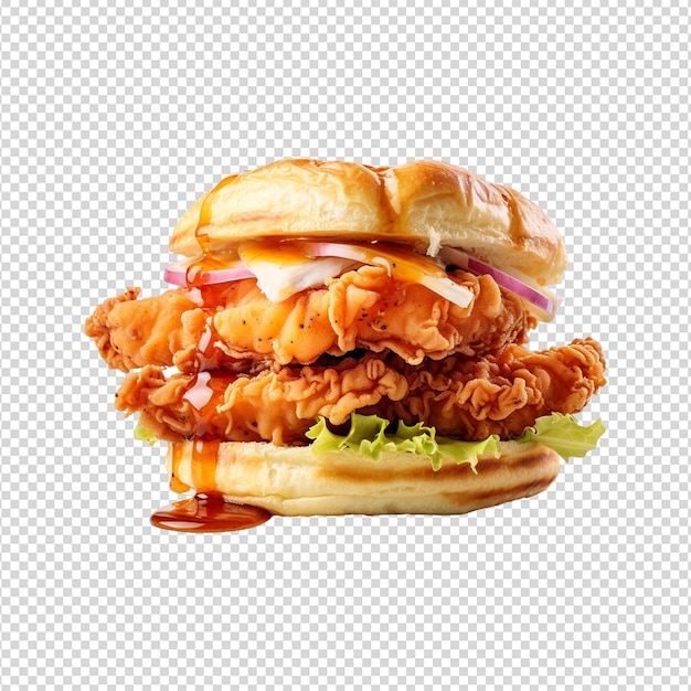 PSD hamburguesa de pollo aislada sobre un fondo blanco