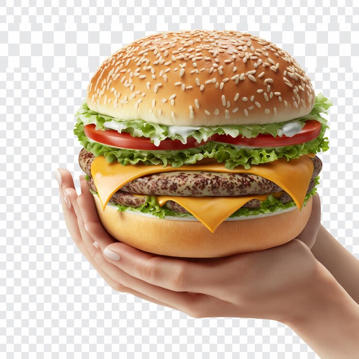 PSD una hamburguesa con queso y una hamburguesa en ella