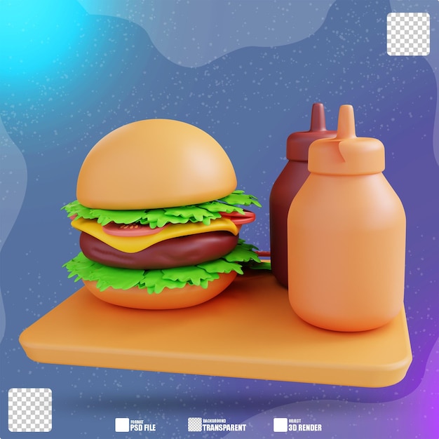 PSD hamburguesa con queso ilustración 3d