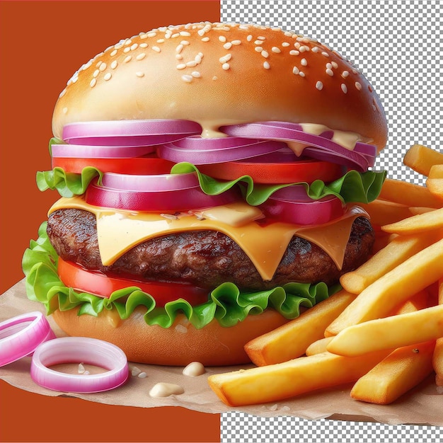 Hamburguesa sabrosa en una superficie transparente png