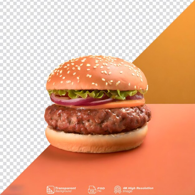 Hamburguesa de ternera fresca aislada sobre fondo transparente