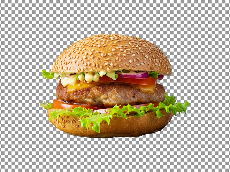 PSD hamburguesas caseras sobre fondo transparente