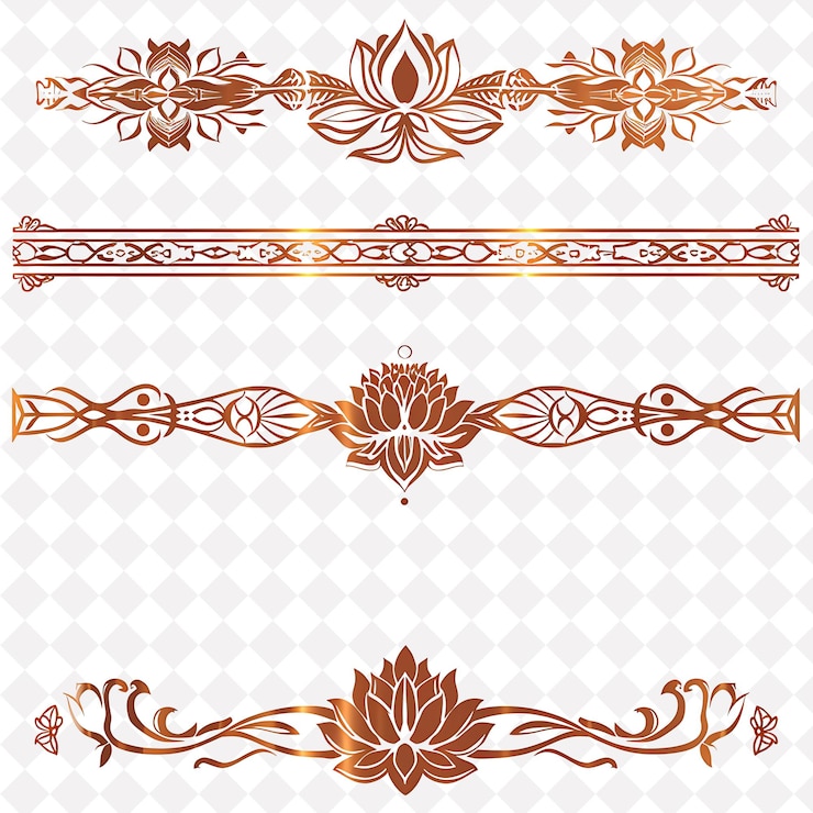 PSD hammered copper wire with eastern inspired borderlines desig png collage art collections
