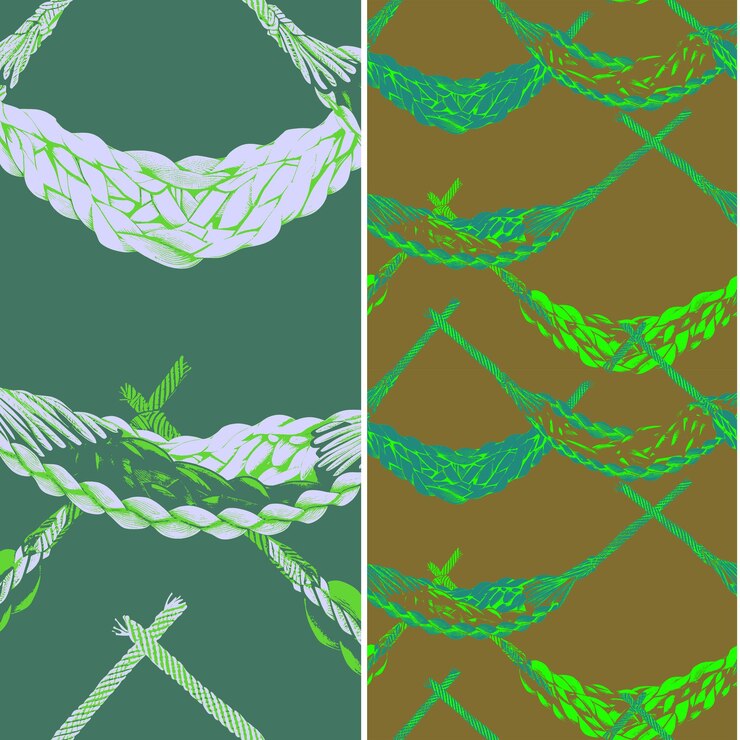PSD hammock con textura de cuerda y diseño relajante con diseños de patrones vectoriales de ilustración macrame p