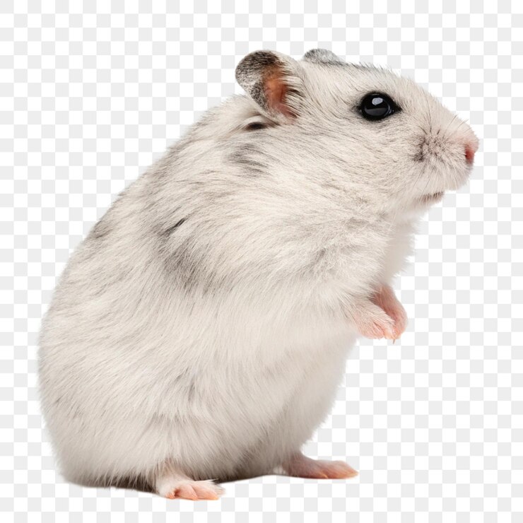PSD hamster blanco aislado sobre un fondo transparente