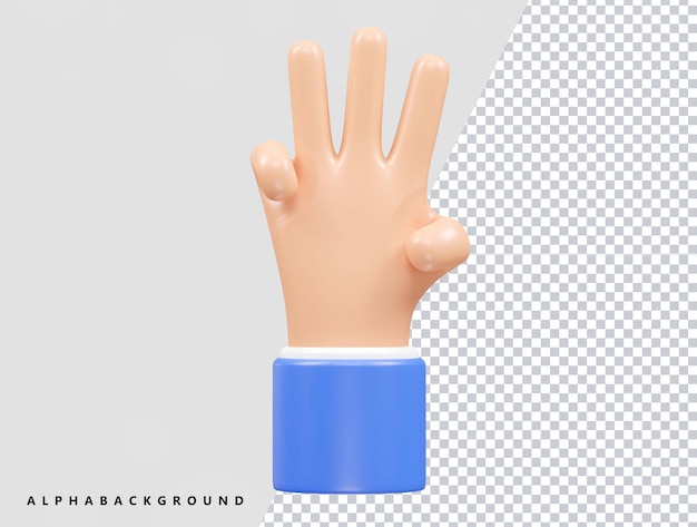 Hand-3D-Vektorsymbol-Illustration, die ein transparentes Element wiedergibt