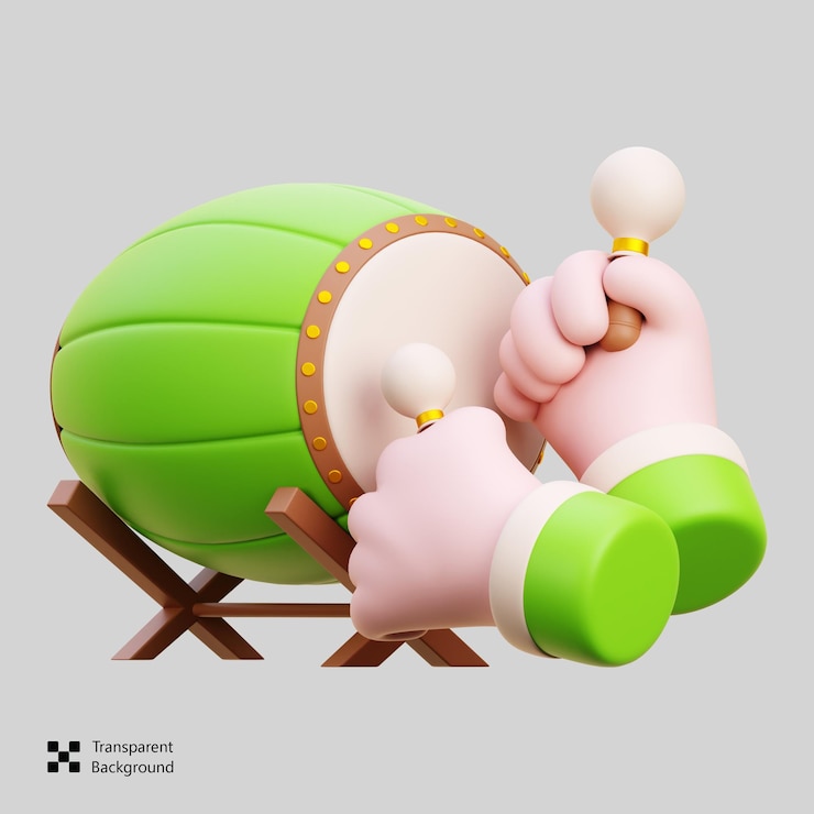 PSD hand beating drum 3d icon
