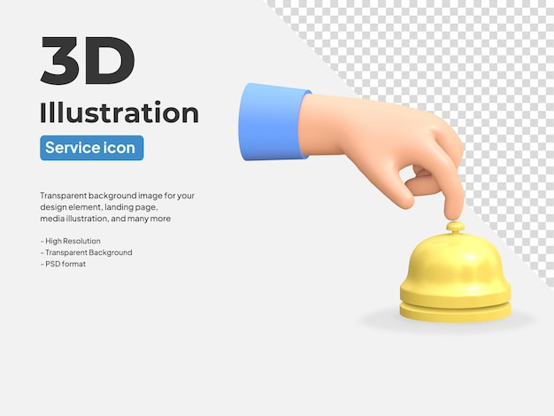 Hand berühren Empfang Glocke Symbol isoliert 3d gerenderte Darstellung