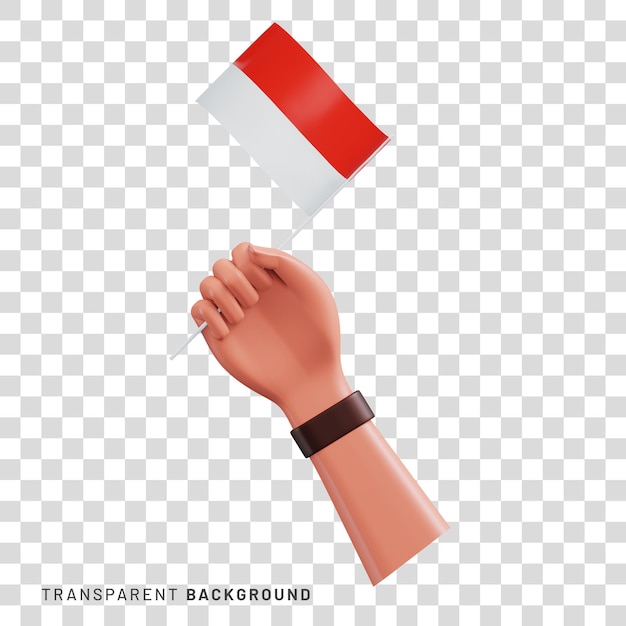 Hand, die die Flagge Indonesiens hält