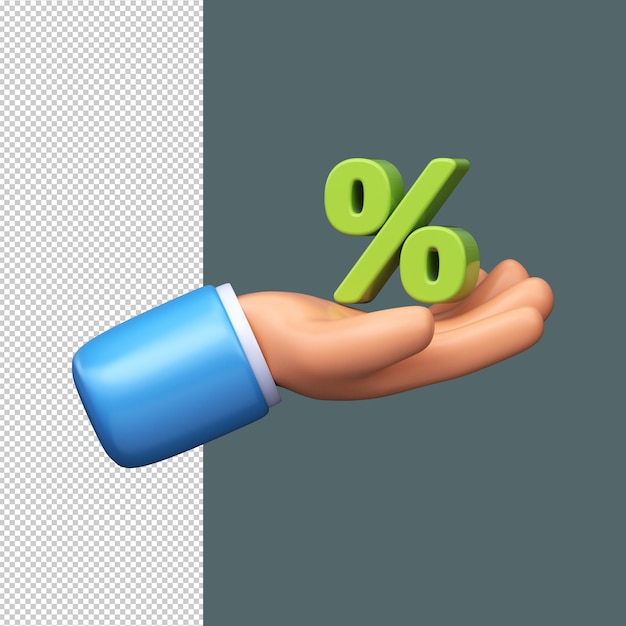 Hand, die ein Prozentsatzsymbol hält, Finanzkonzept