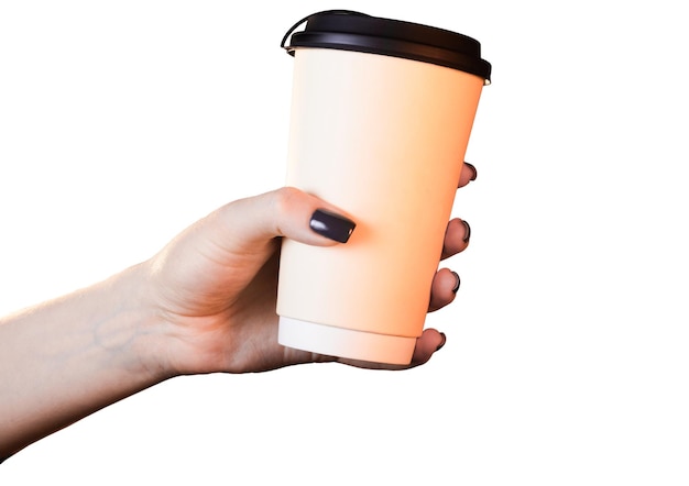 Hand, die eine Kaffeetasse hält
