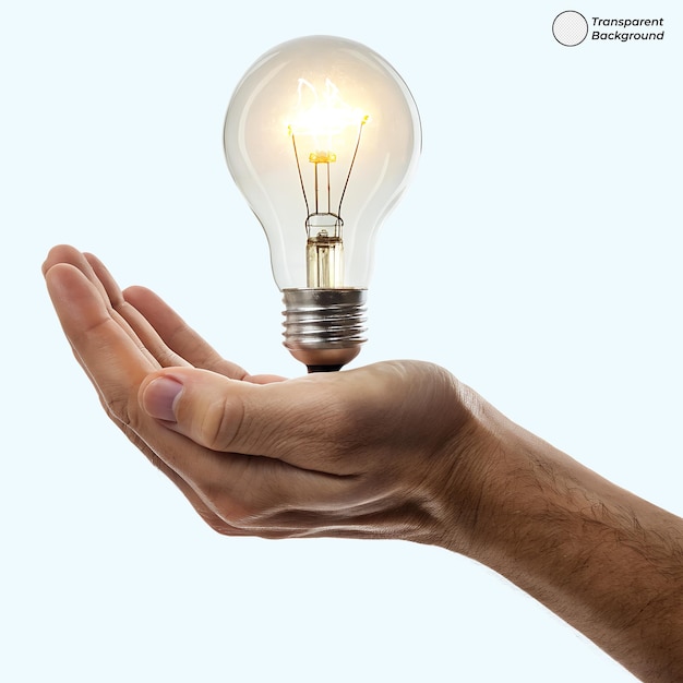Hand, die eine leuchtende Glühbirne hält, die eine Idee oder Innovation darstellt