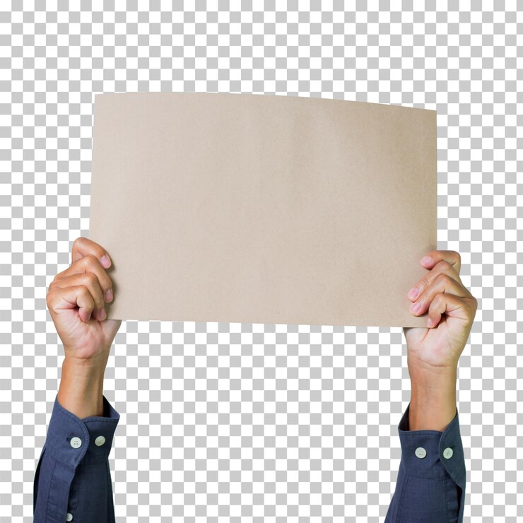 Hand, die leeres Papier lokalisiert hält