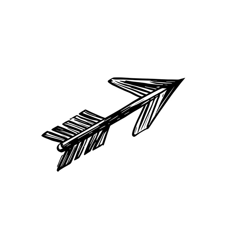 PSD hand-drawn arrow pointing upwards