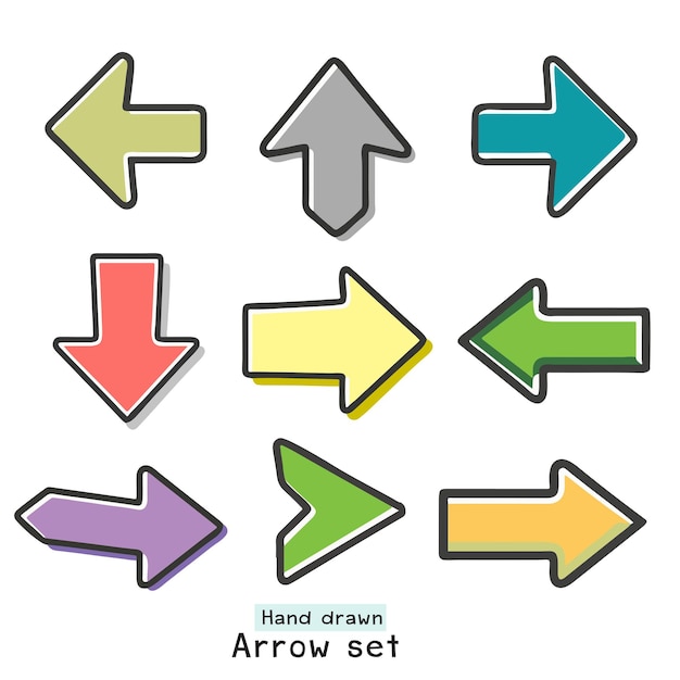 Hand drawn arrow set - vector illustration
