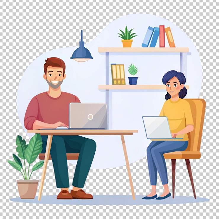 PSD hand drawn business communication concept is isolated on transparent background