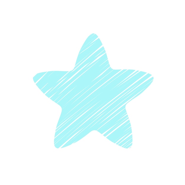 Hand drawn illustration of a blue star