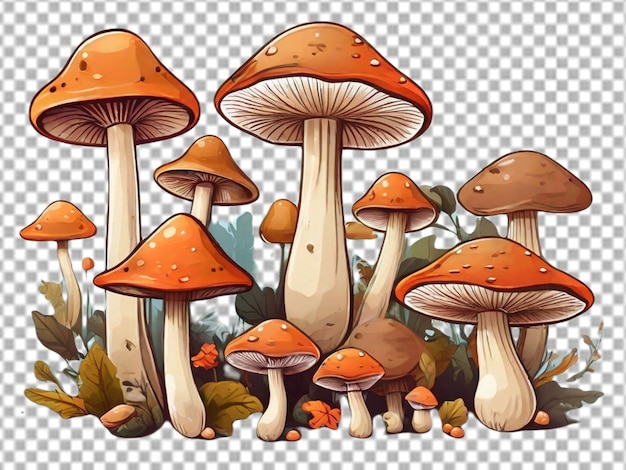 PSD hand drawn mushrooms cartoon vector illustration