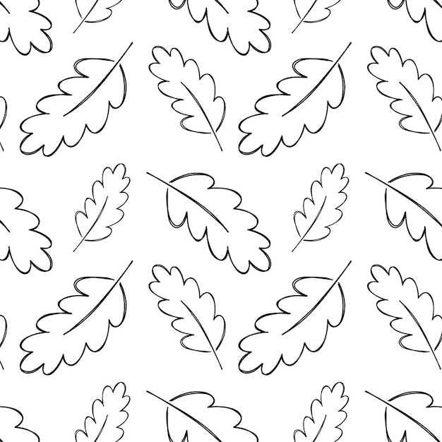 Hand drawn oak leaves repeating raster pattern