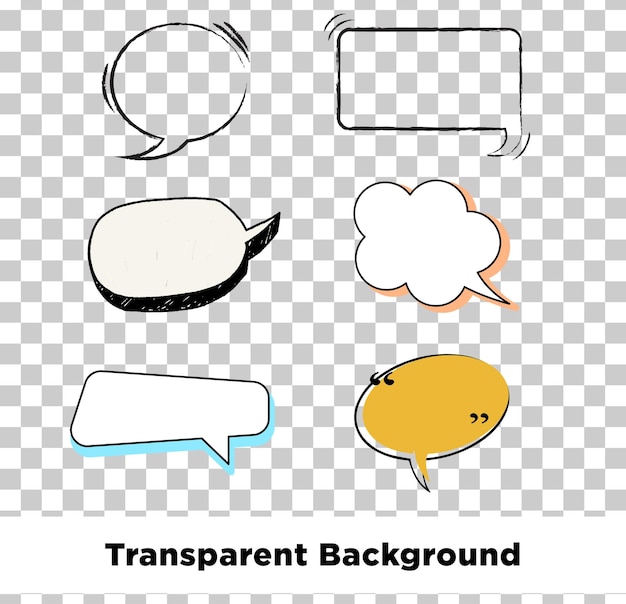 hand-drawn speech bubbles set