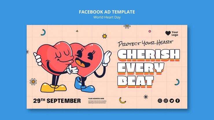 PSD hand drawn world heart day facebook template