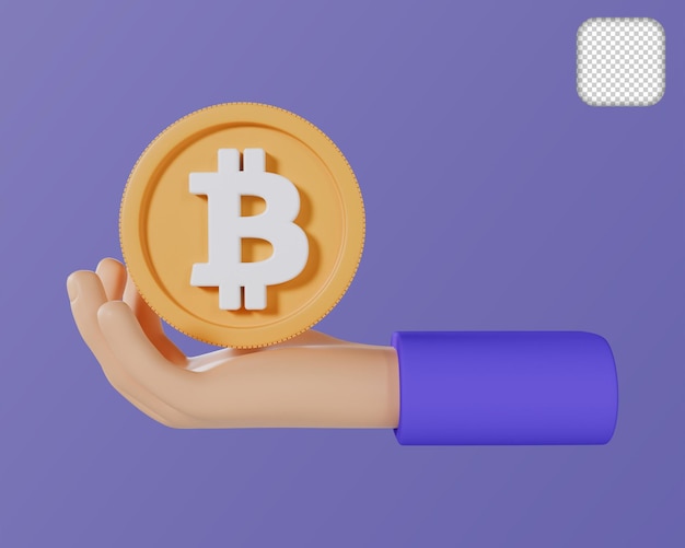 Hand empfangen Bitcoin Geld Investition Finanzierung 3D-Illustration