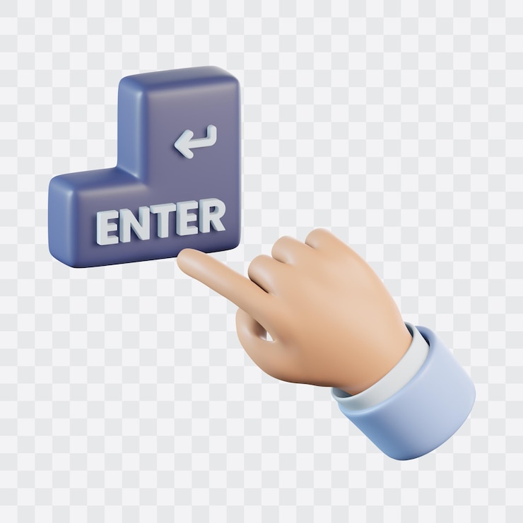 PSD hand gesture click enter 3d icon