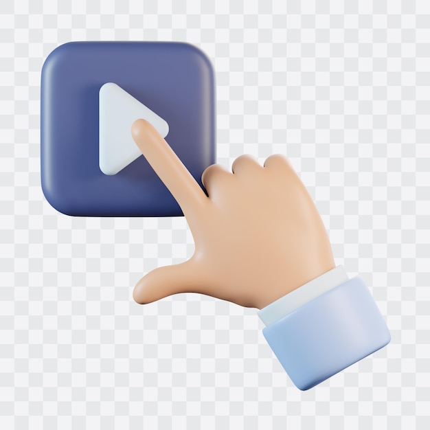 Hand Gesture Click Play Button 3D Icon