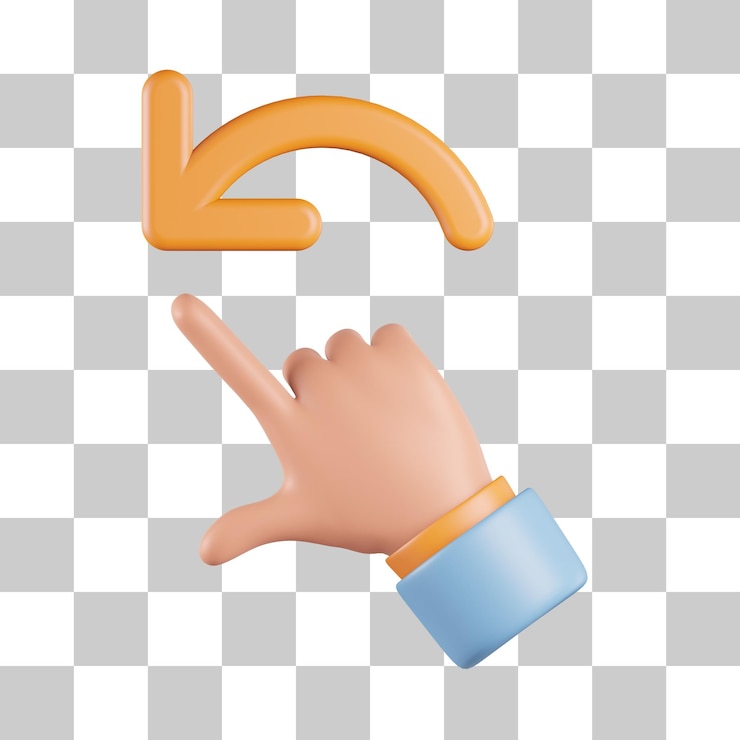PSD hand gesture rotate to the left 3d icon