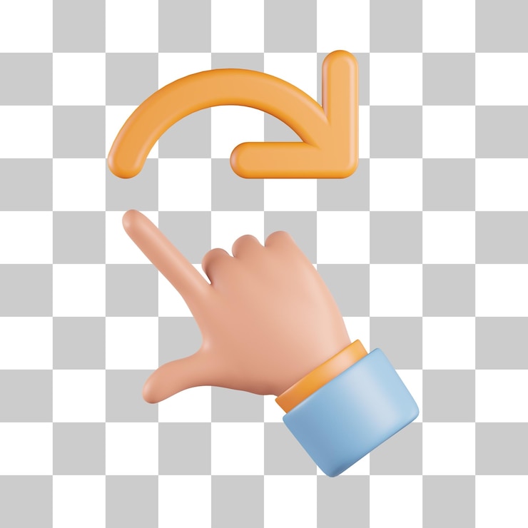 PSD hand gesture rotate to the right 3d icon
