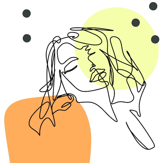 Hand gezeichnete einzeilige Frauenkunstillustration