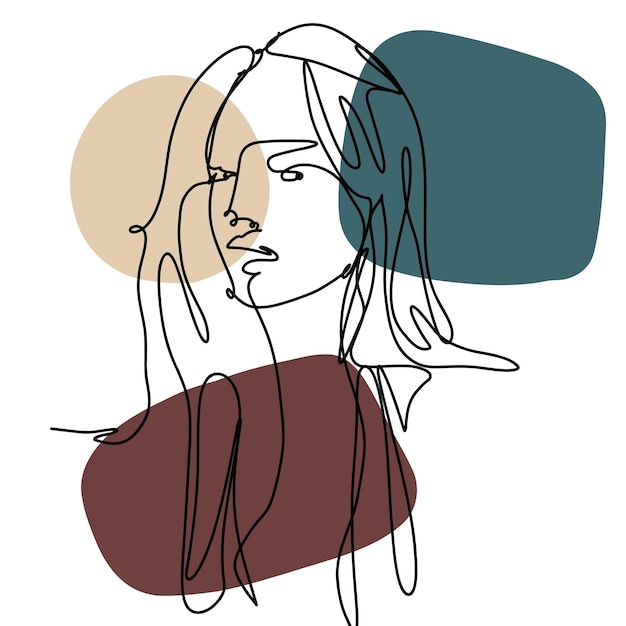 Hand gezeichnete einzeilige Frauenkunstillustration