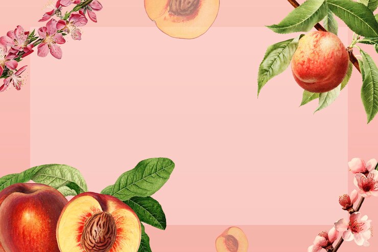 PSD hand gezeichnete natürliche frische pfirsichhintergrundillustration