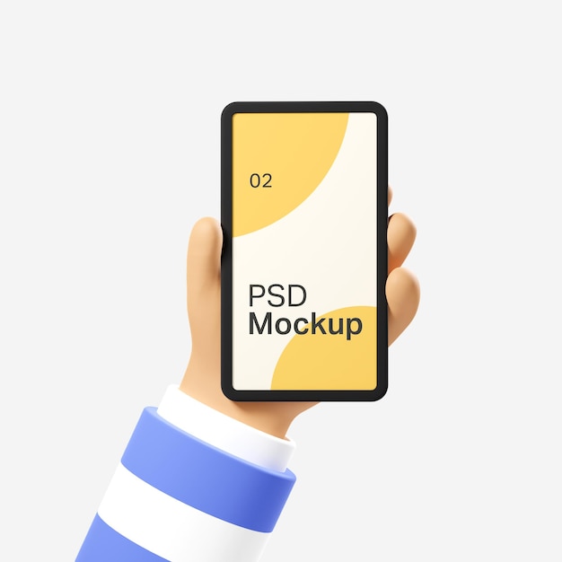 PSD hand hält smartphone-3d-modell