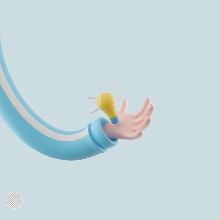 PSD hand hold light bulb idea thinking or solution business concept icon or symbol on yellow background
