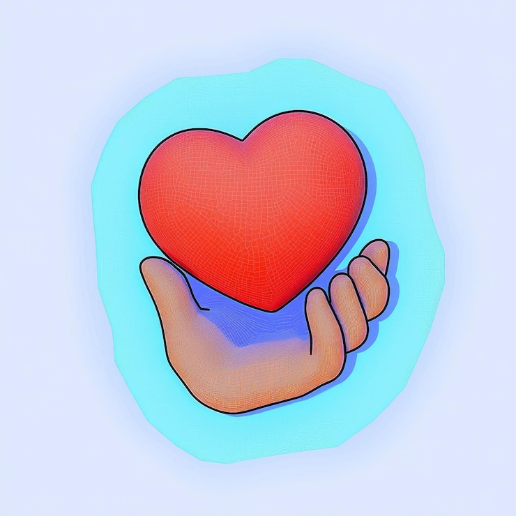 PSD hand holding a red heart