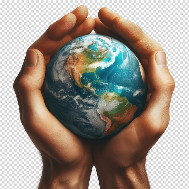 PSD a hand holding a globe with the word earth on it