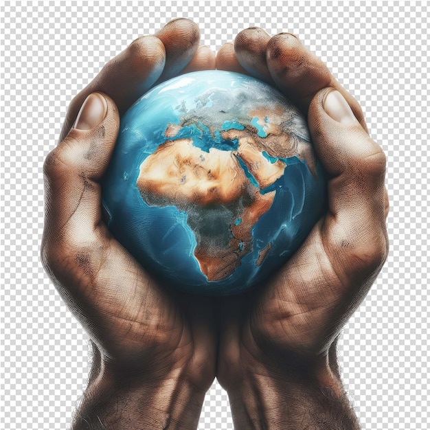 PSD a hand holding a globe with a world on it