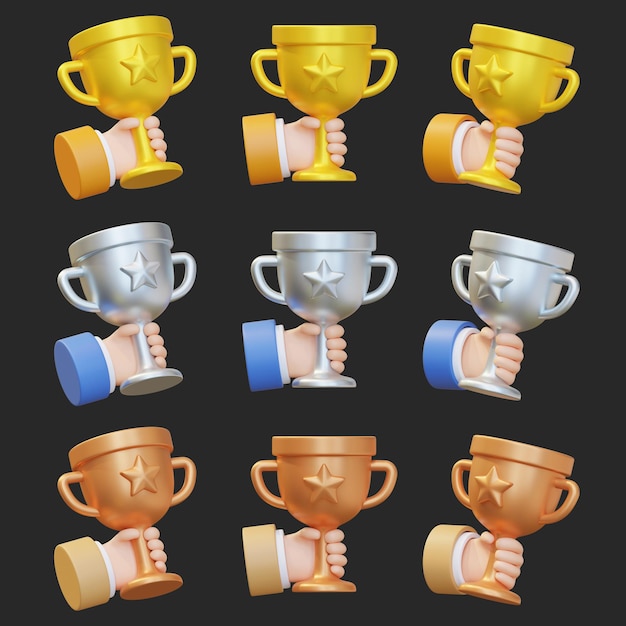 hand holding the trophy 3D graphic