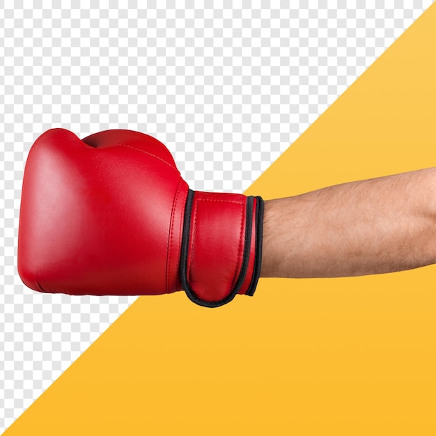 Hand im roten Boxhandschuh